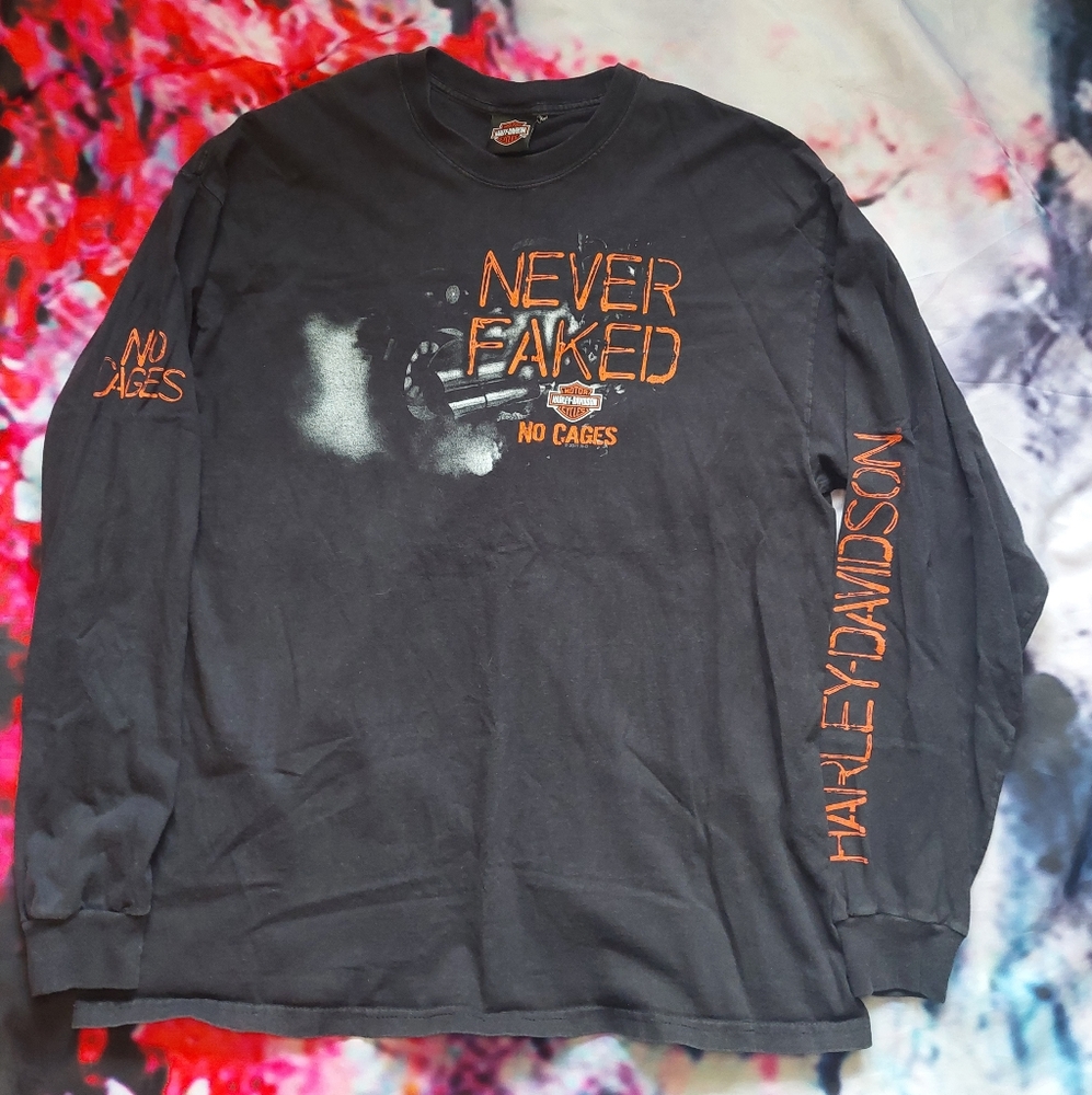 Harley Davidson Never Faked No Cages Long Sleeve Shirt
